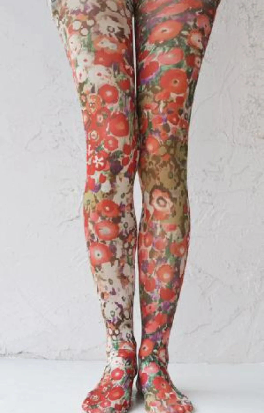 Orange color of a product called Bouquet Beauty Printed Art Tights by Tabbisocks