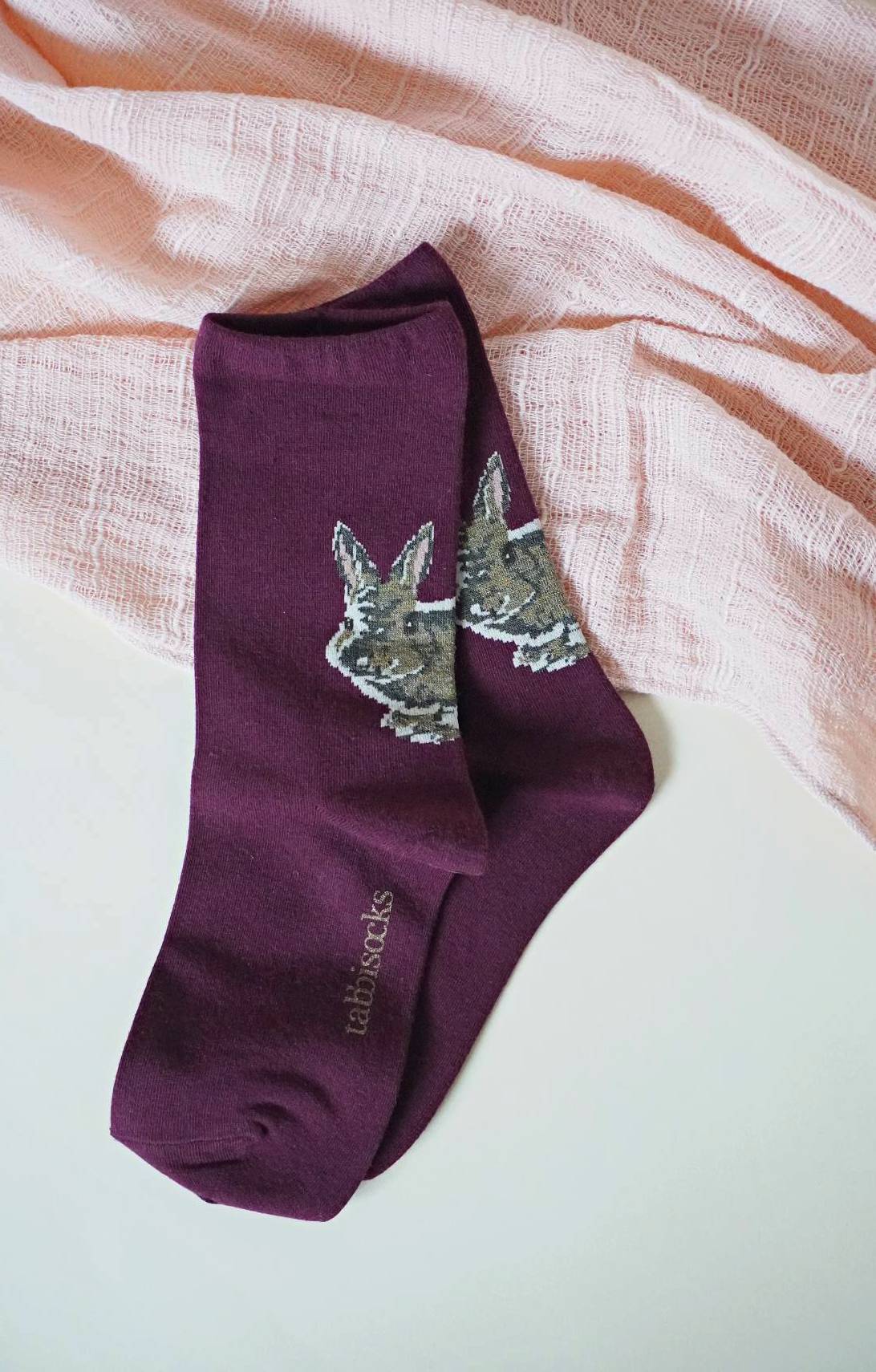 merlot colored bunny crew  socks