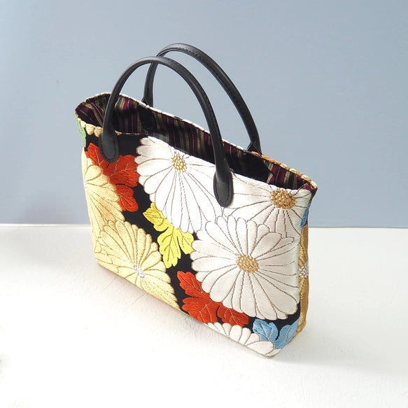 Flower Kimono Tote Bag  - Kyoto Nishijin Textile