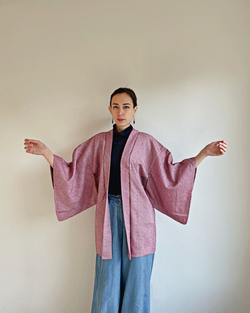 Royal Plum Shibori Kimono Jacket