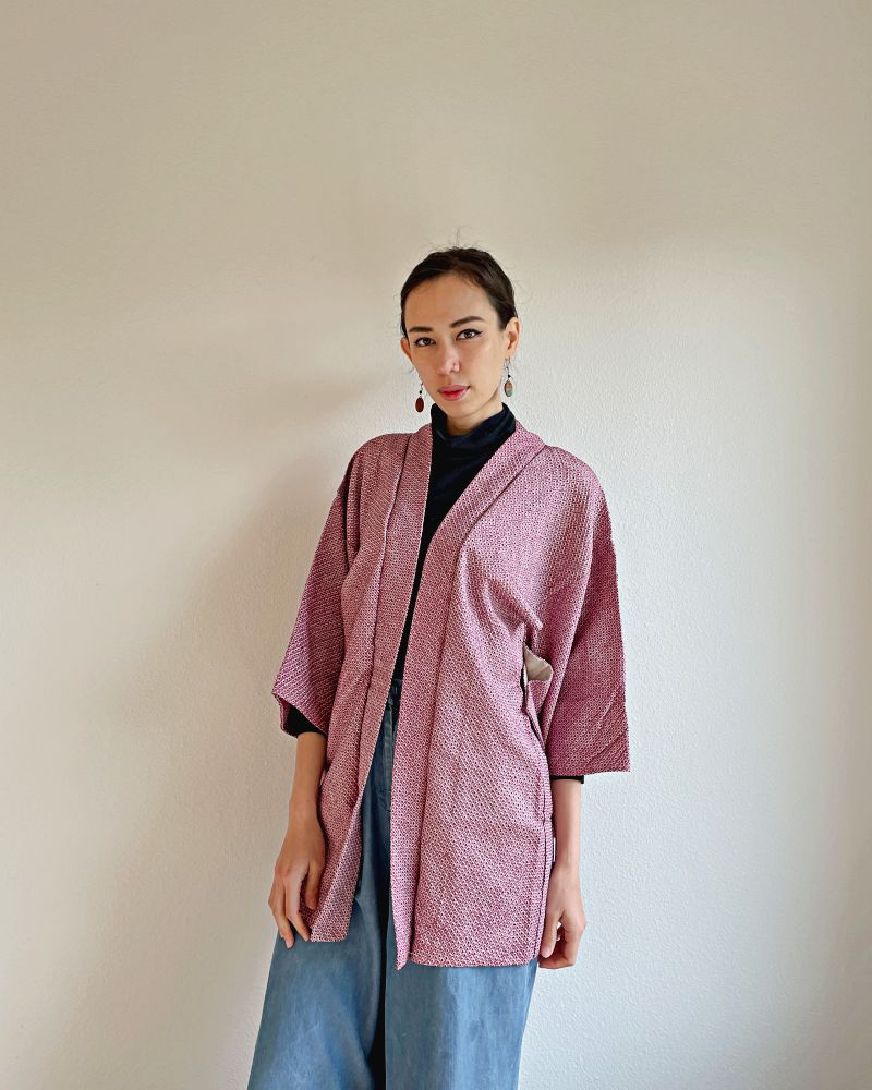 Royal Plum Shibori Kimono Jacket