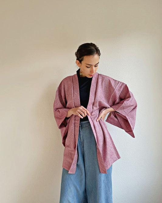 Royal Plum Shibori Kimono Jacket