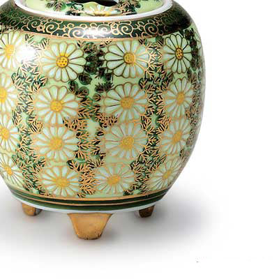 Chrysanthemum Gourd Kutani Incense Pot