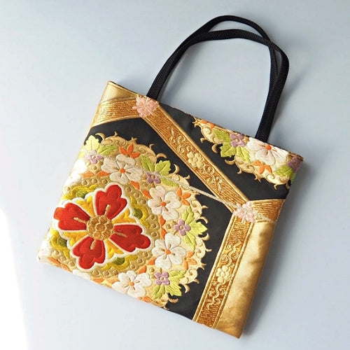 Golden Nishijin Kimono Tote Bag