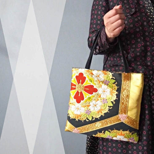 Golden Nishijin Kimono Tote Bag