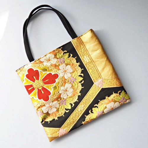 Golden Nishijin Kimono Tote Bag