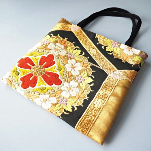 Golden Nishijin Kimono Tote Bag