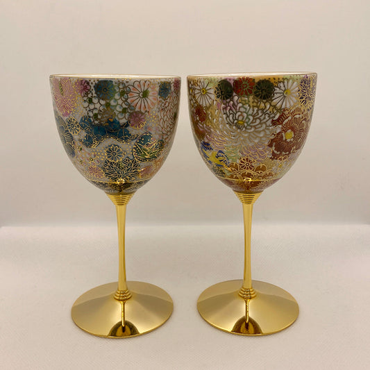 Wine Cups Kutani Ware l ワイン ペアカップ  金花詰 九谷焼 抹茶碗