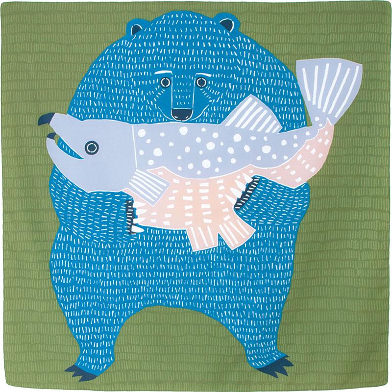 Bear and Salmon Large Eco-wrap (Aqua Drop: water repellent finish)
