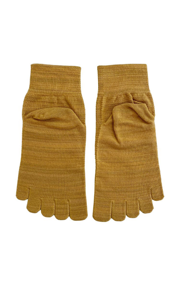 back side toe socks in mustard yellow