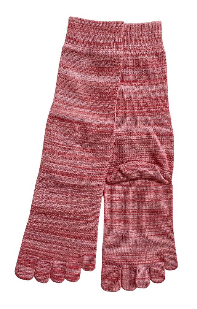 long lengh red heather color toe socks