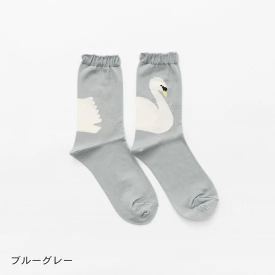 Silky Swan Crew Socks