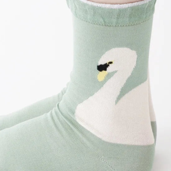 Silky Swan Crew Socks