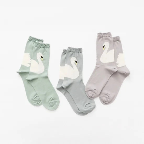 Silky Swan Crew Socks