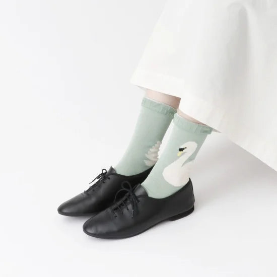 Silky Swan Crew Socks