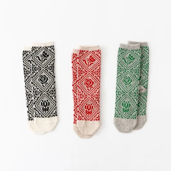 Floral Elegance Wool Socks